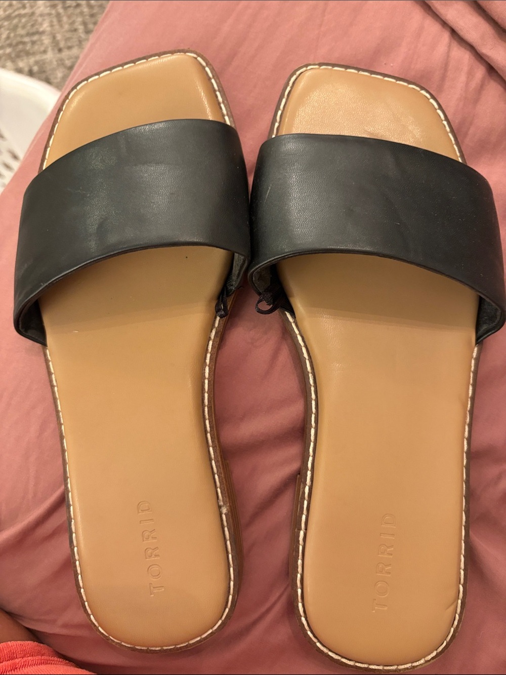 torrid Black Wide-Band Slide Sandals